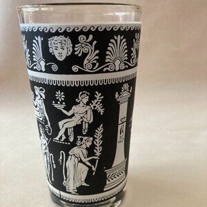 Vintage Glass Tumbler, Jeannette, Greek Style, 60s Jasperware
